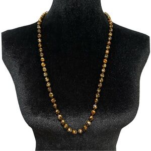 Brown Black Beaded Necklace 30 Inch Length Boho Style